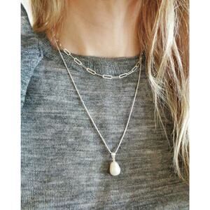 Natural Freshwater Pearl Pendant Necklace, 925 Real Silver, Christmas Gift